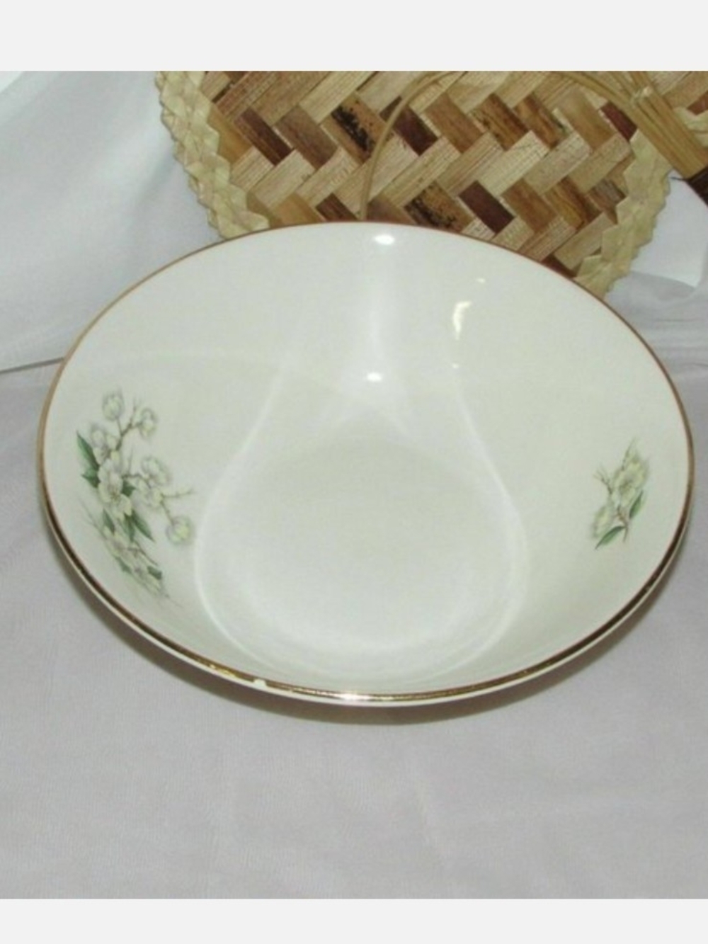 Vintage Georgian China Spring Blossom Round Serving Bowl Floral Cottagecore